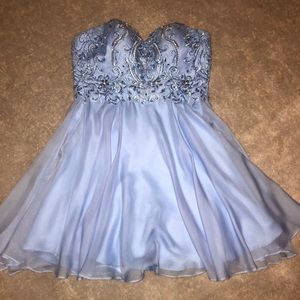 Alyce Paris light blue homecoming dress.